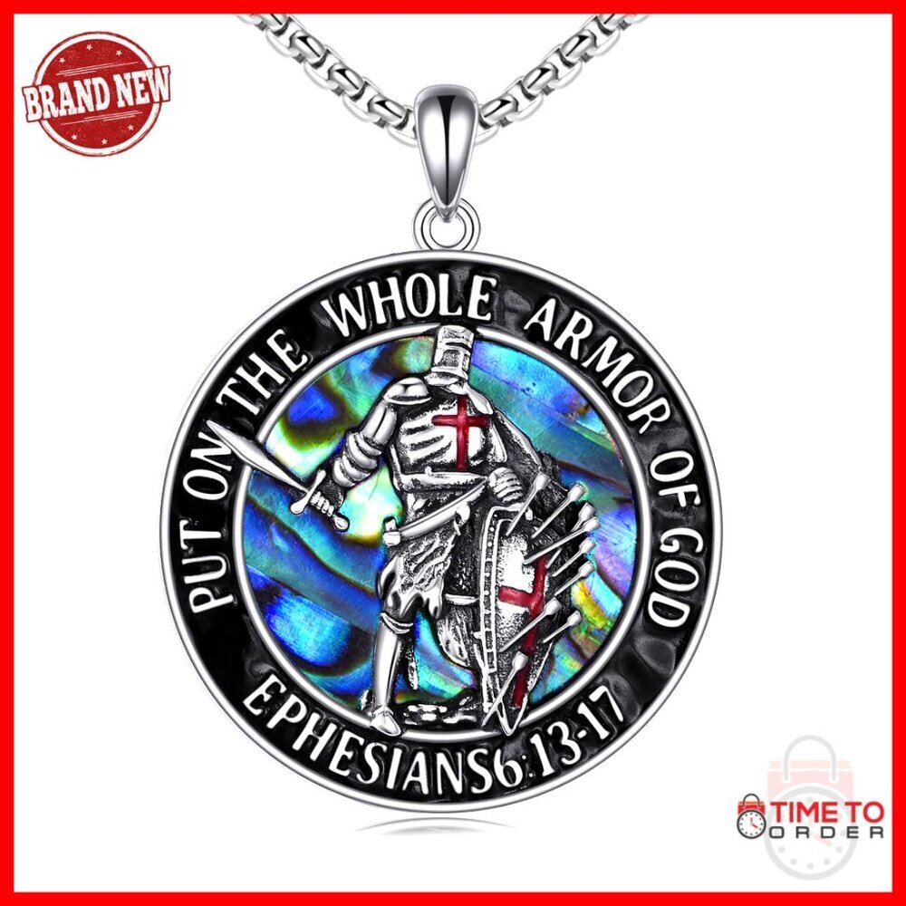 925 Sterling Silver Religious Pendant Necklace with Adjustable Chain